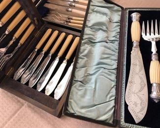 Victorian silver-plate fish sets in original cases