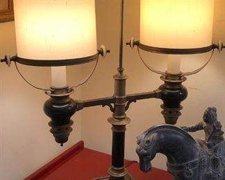 Unusual French brass bouilotte lamp
