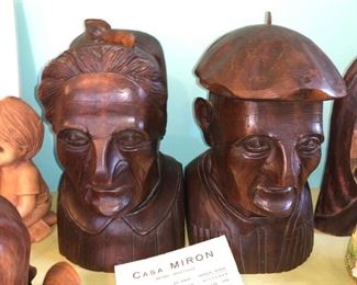 Carved wood busts