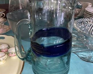 Hand-blown glass pitcher 