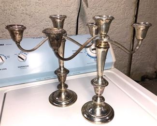 Gorham sterling silver weighted pair of candelabras 