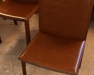 Set of 6 all leather cover chairs made in Italy