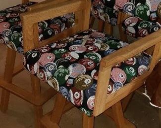 Four nice billiard fabric, swivel bar stools