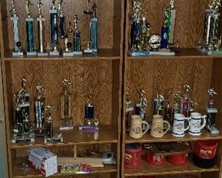 Lots of vintage trophies - billiards, bowling, car show etc.