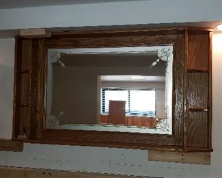 Barback mirror in oak frame