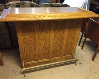 Solid Oak Bar with Brass foot rail