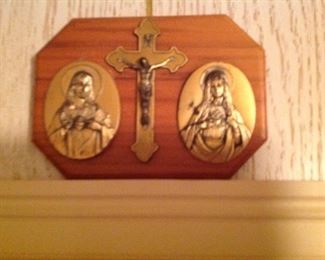 Scared heart of Jesus and Mary plaque