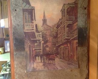 New Orleans print on old slate