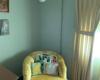 funky yellow velvet chairs