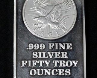.999 Fine Silver Fifty (50) Troy Ounce Silver Bar from Sunshine Minting Inc.