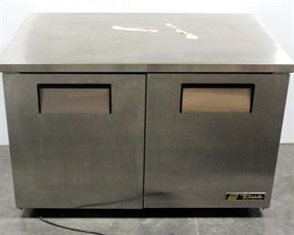 True Refrigerator Model TUC-48 Two Door Stainless Steel Under Counter Refrigerator, 32"H x 48.25"W x 30.35"D, Powers On
