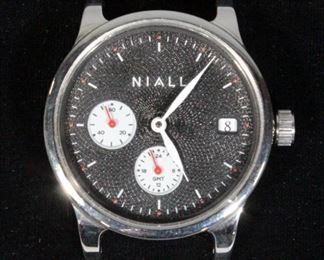 Niall GMT Black Swan 40mm "Black Swan" Colorway of the Niall GMT Timepiece / Watch, Eterna 3914a Movement With 65 Hour Power Reserve