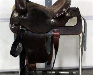 13" Leather Western Show Saddle Includes Saddle Pad, More Tack Available in Lots 385-400