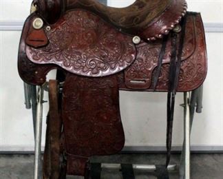 15" Tooled Leather Western Pleasure Saddle, More Tack Available in Lots 385-400