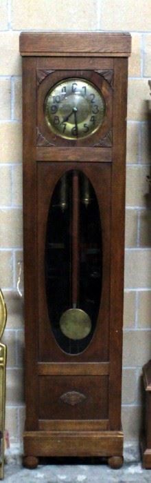 Antique Grandfather Clock With Brass Face 79"H X 18.25"W X 9.5"D