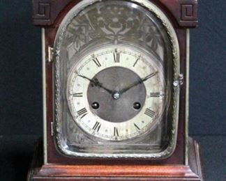 Antique J Unghans Model B05 Table Clock With Beveled Glass Front, Includes Winding Key