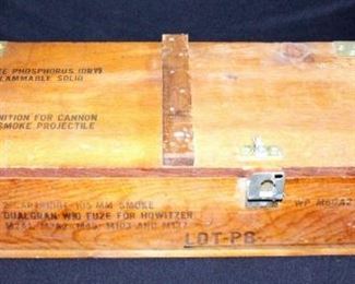 Wood Munition's Crate For Howitzer Ammo With Rope Handles and Latch 7.5"H x 37"W x 12"D