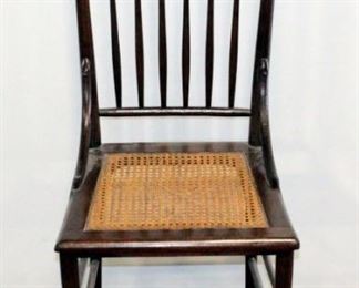 Wood Chair With Hand Woven Cane Seat and Spindle Back