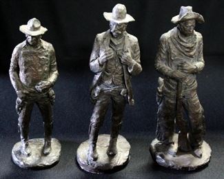 Austin Production Bronze, Cowboy On Horseback, 11.5" Tall, Michael Garman Plaster Cowboy Statues Qty 5, Metal Cowboy Welcome Sign and More
