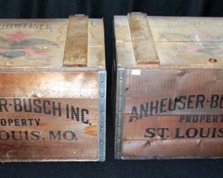 Budweiser Centennial Year Cases, Reproductions of Original Beer Cases, Qty 2, 11.5" x 18" x 12"