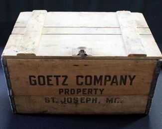 Goetz Company Wood Crate With Vintage Glass Bottle Collection, Qty 24