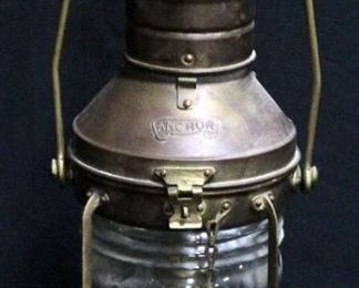 Anchor Oil Lamp In Brass and Glass Protective Carrying Case