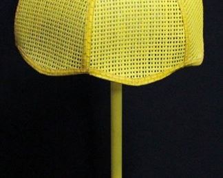Globe Light Style Table Lamp With Mesh Shade and Yellow Metal Base, 31"H, Powers On