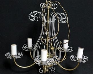 Decorative Wire-Frame Style Chandelier With Five Bulbs, Hardwired