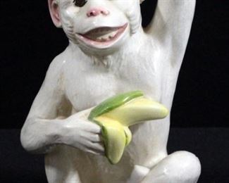 Ceramic Monkey with Bananas 9" Tall
