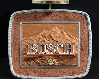 Busch Beer Relief Wall Mounted Sign With Attached Light, Powers On