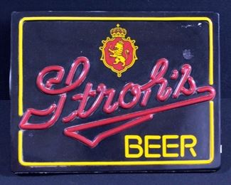 Stroh's Beer Lit Wall Mounted Sign, Powers On