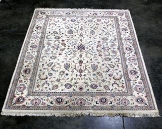 Area Rug with Floral and Vine Design, Cream, Blue and Pink Colors 142" x 104"