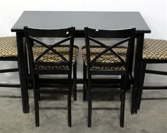 Bar Height Table and Four Chairs With Padded Seats, Table 36"H x 49"W x 25"D