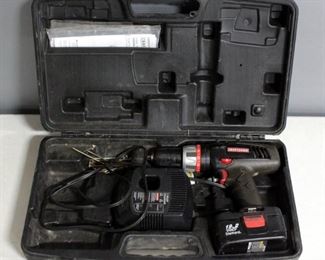 Craftsman Cordless Drill Model 315.115410 19.2V Battery With Charger In Hard Case And Metal Yard Stick