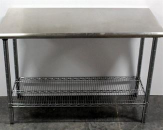 Stainless Steel Work Prep Table With Adjustable Wire Lower Shelf, 35.5"H x 49.5"W x 24"D
