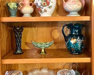 Circa 1904 Dugan “Lined Lattice” Diamond Amethyst Carnival Glass Vase • Fenton • Hull • Roseville Pottery 