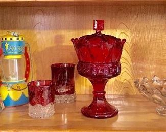 Antique Boston Sandwich Glass Bowl Circa 1880’s • 1893 World’s Fair Red Souvenir Glass • Roy Rogers Toy Lantern 
