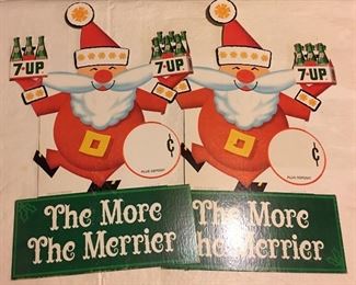 7-Up Cardboard Advertising Santa “The More The Merrier” 