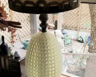 Yellow vintage bubble lamps, pair