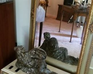 Stately mirrors and console table with marble top