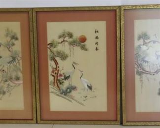 Signed Asian Silk Tapestries