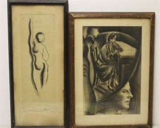 TOBIAS Abraham Framed Charcoal Drawings
