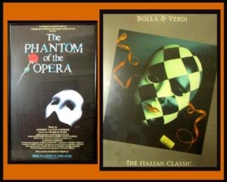 2 Framed Play Posters The Phantom of the Opera and Bolla and Verdi the Italian Classic