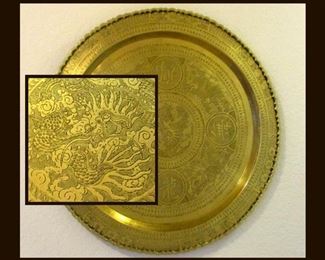Large Brass Tray with Central Dragon Motif; there is another even Large Brass Tray Available as well