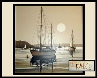 Very Attractive Large Signed Franks Oil on Canvas