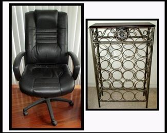Nice Office Chair and Multi Bottle Metal Wine Rack