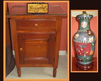 One of a Pair of Lexington Nightstands and one of a Pair of Colorful Lamps