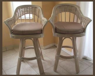 Pair of Rattan Barstools that Match with the Casual Dinette Set