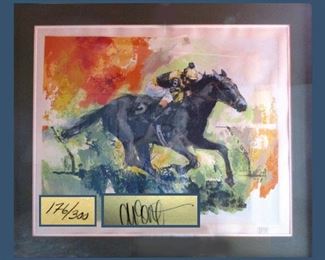Wayland Moore Framed, Signed and Numbered Serigraph, Titled "Undefeated" (Seattle Slew)