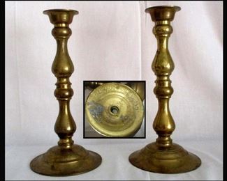 Pair of Old Brass Candle Holders